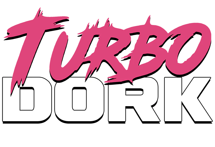 Turbo Dork Paints Logo - Bold retro lettering with a paint splash